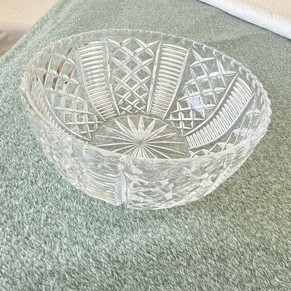 Antique American Brilliant Cut Glass 9"x4" ABP Crystal Bowl  Art Deco Centerpiec